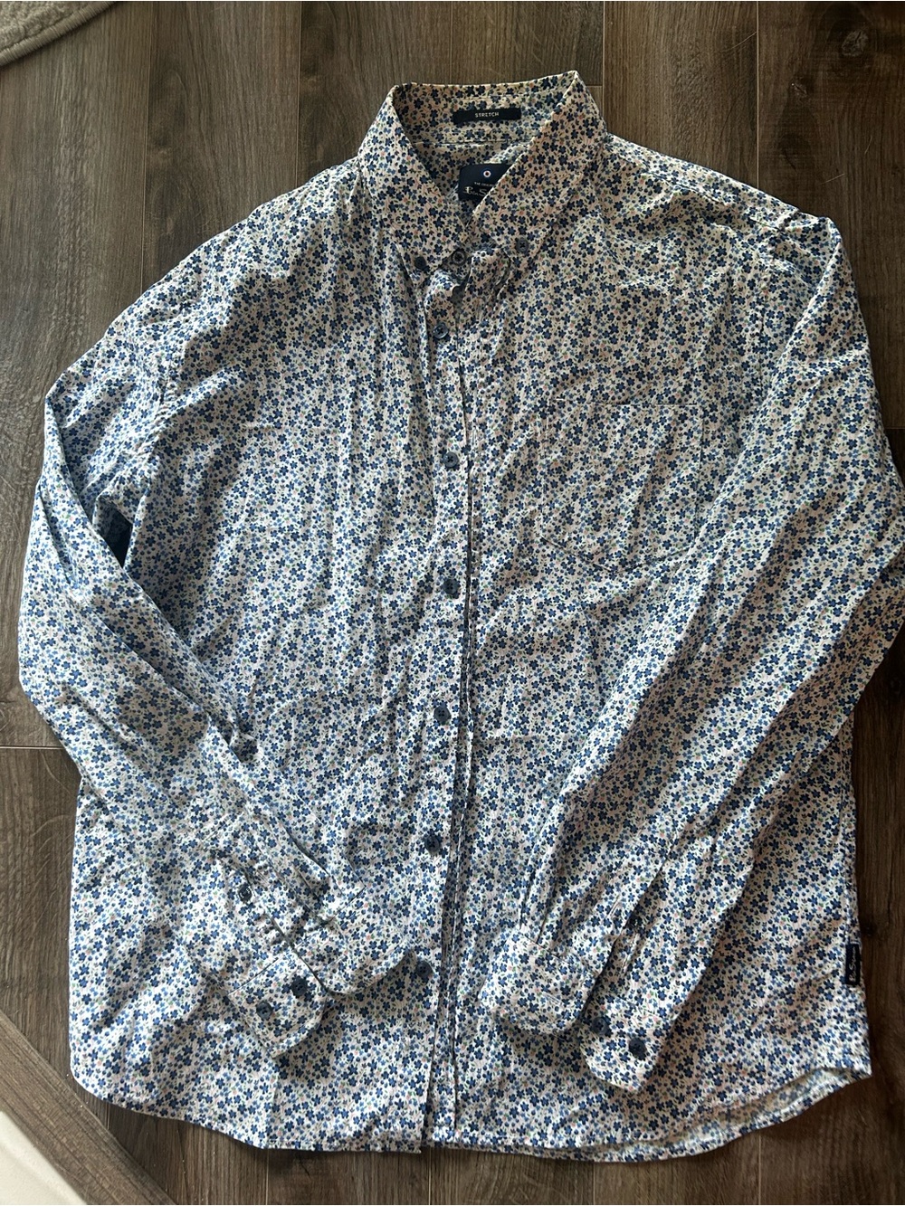 Ben Sherman White Shirt with Navy Floral Print